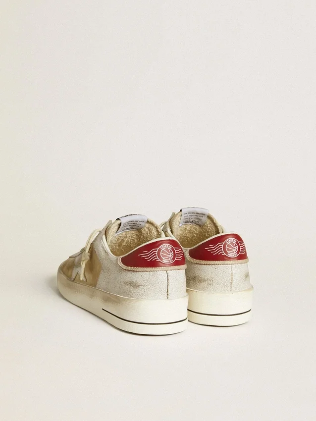 Stardan för herr i nubuck och crackle-läder med silvermetallisk läderstjärna