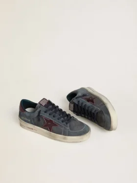 Stardan LTD för herr i antracitfärgat nubuck och blått mocka med stjärna i metalliskt läder