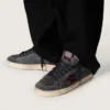 Stardan LTD för herr i antracitfärgat nubuck och blått mocka med stjärna i metalliskt läder