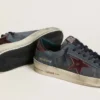 Stardan LTD för herr i antracitfärgat nubuck och blått mocka med stjärna i metalliskt läder