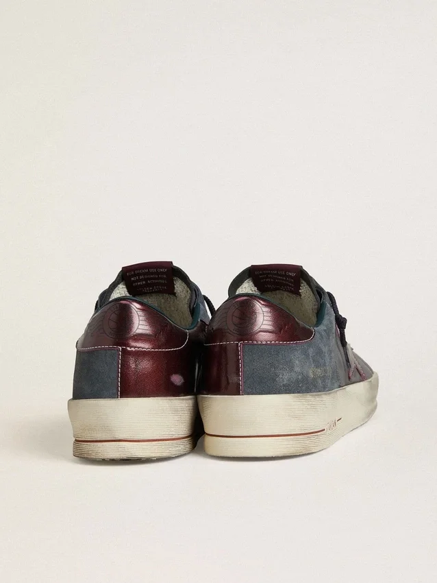 Stardan LTD för herr i antracitfärgat nubuck och blått mocka med stjärna i metalliskt läder