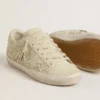 Super-Star för dam i beige mocka med pärlor och Swarovski-kristaller
