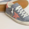 Super-Star för dam i blå nubuck med rosa stjärna och hälflik i mocka