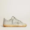 Super-Star för dam i åldrat vitt nubuck med Swarovski-kristaller