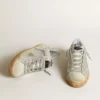 Super-Star för dam i åldrat vitt nubuck med Swarovski-kristaller