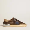 Super-Star för herr i läder med blå läderstjärna och beige hälflik i nubuck