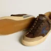 Super-Star för herr i läder med blå läderstjärna och beige hälflik i nubuck