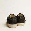 Super-Star för herr i svart nubuck med perforerad stjärna och svart nubuck-hälflik