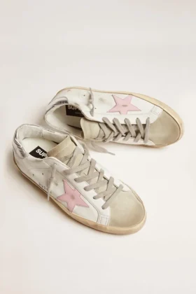 Super-Star i läder för damer med rosa stjärna och silverfärgad hälflik