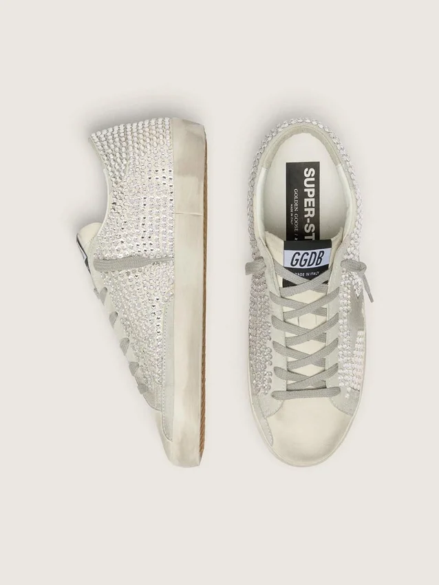 Super-Star i nubuck med Swarovski-kristaller och isgrå stjärna i mocka
