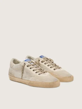 Super-Star LAB för herrar i vitt och beige, i mesh och mocka