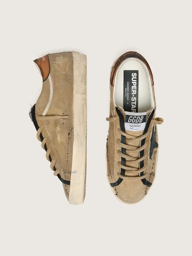 Super-Star LTD för dam i beige canvas med svart läderstjärna