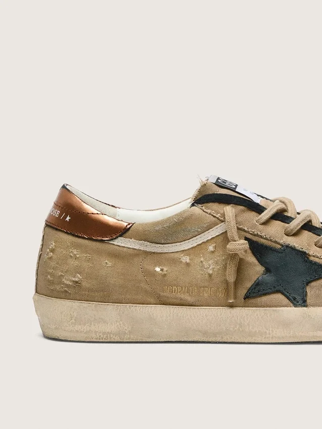 Super-Star LTD för dam i beige canvas med svart läderstjärna