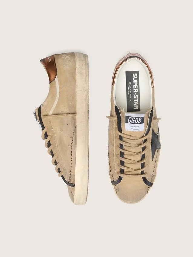 Super-Star LTD för herr i beige canvas med svart läderstjärna