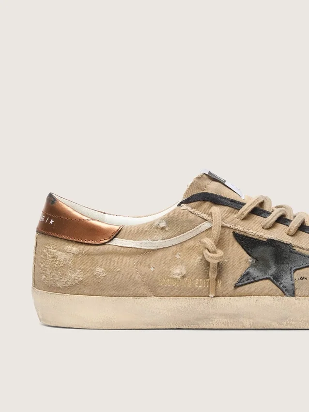 Super-Star LTD för herr i beige canvas med svart läderstjärna