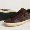 Super-Star LTD för herr i brunt nubuck med stjärna i mocka och lädertapp i lila på hälen