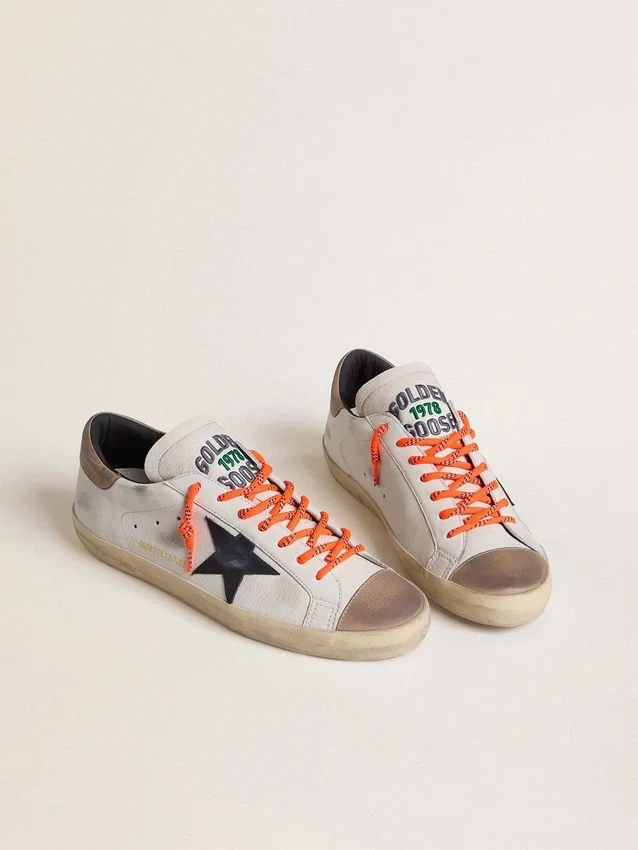 Super-Star LTD för herr i läder med svart läderstjärna och beige läderflik på hälen