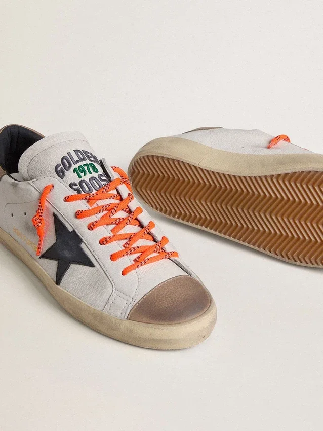 Super-Star LTD för herr i läder med svart läderstjärna och beige läderflik på hälen