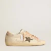 Super-Star LTD i läder med beige stjärna i mocka med Swarovski-nitar