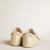 Super-Star LTD i läder med beige stjärna i mocka med Swarovski-nitar