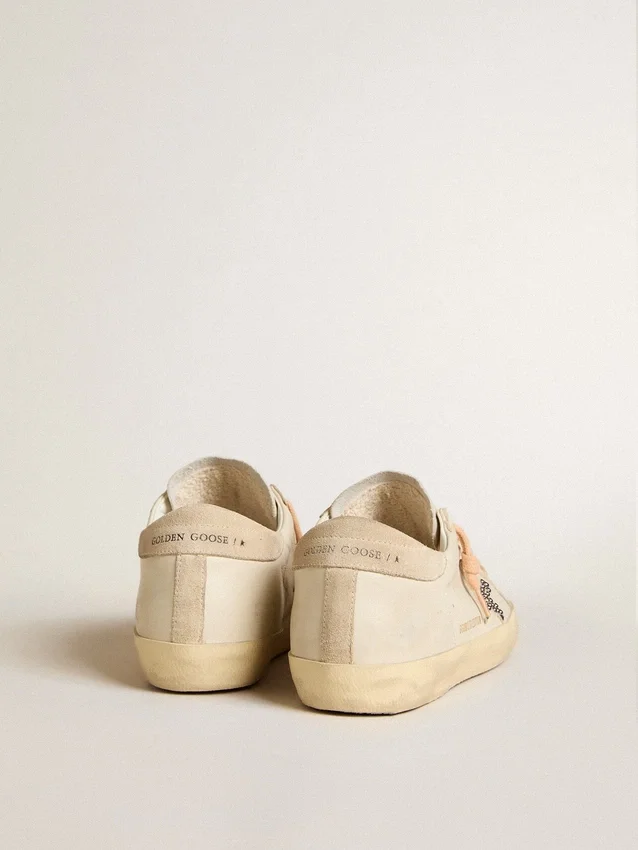 Super-Star LTD i läder med beige stjärna i mocka med Swarovski-nitar