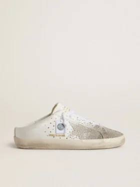 Super-Star Sabot LTD för damer med grå stjärna i mocka och Swarovski-kristaller