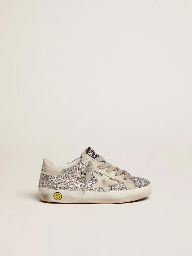 Junior Super-Star med silverglitter och detaljer i mocka