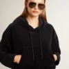 Svart chenille-sweatshirt för damer med broderi på ryggen