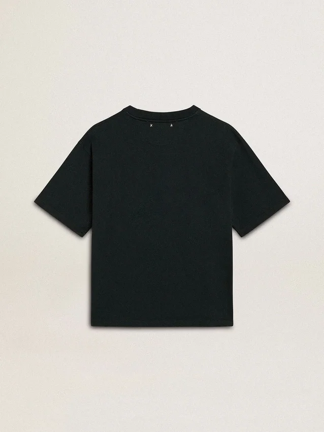 Svart dam-T-shirt med kristaller