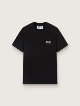 Svart herr-T-shirt med kontrasterande vit logotyp och stjärna