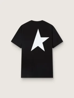 Svart herr-T-shirt med kontrasterande vit logotyp och stjärna