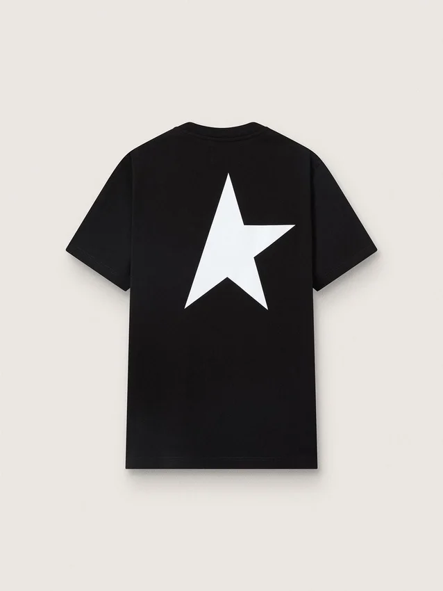 Svart herr-T-shirt med kontrasterande vit logotyp och stjärna