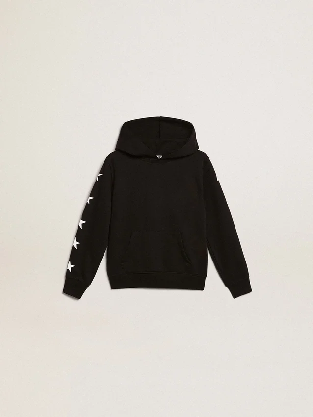 Svart hoodie för pojkar med kontrasterande vita stjärnor