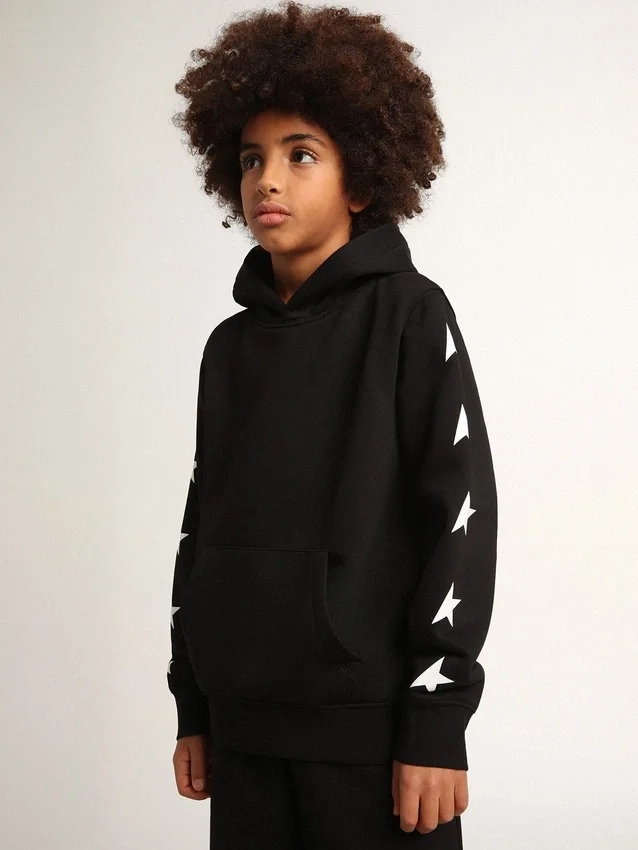 Svart hoodie för pojkar med kontrasterande vita stjärnor