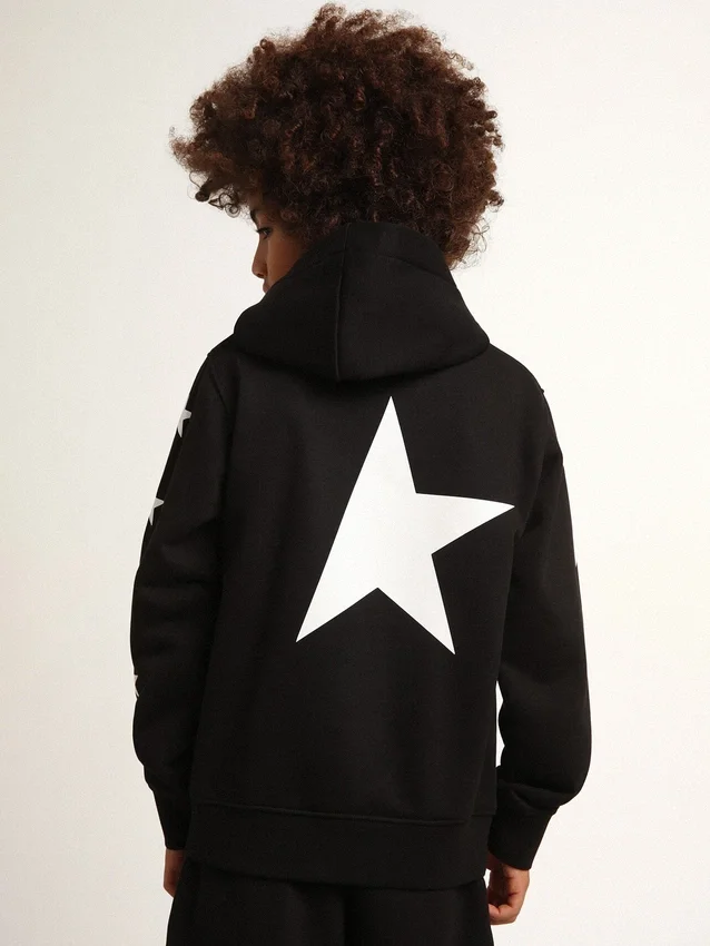 Svart hoodie för pojkar med kontrasterande vita stjärnor