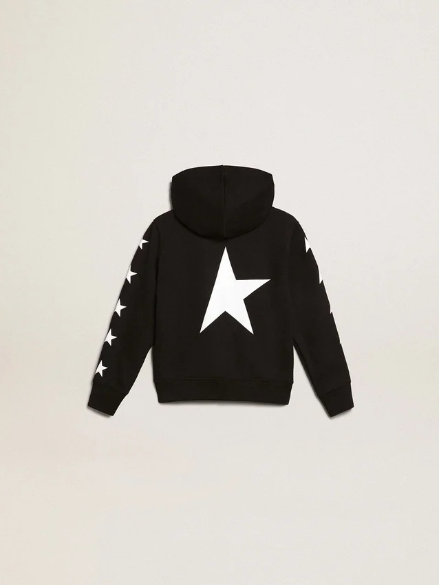 Svart hoodie för pojkar med kontrasterande vita stjärnor