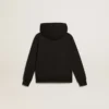Svart hoodie med kontrasterande vit stjärna och logotyp