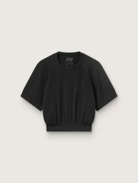 Svart kort sport-T-shirt för dam