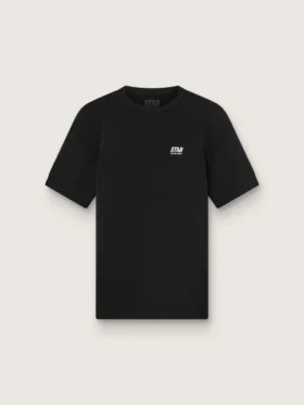 Svart sport-T-shirt för herr med tryck på ryggen