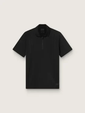 Svart sportpolo med dragkedja för herr