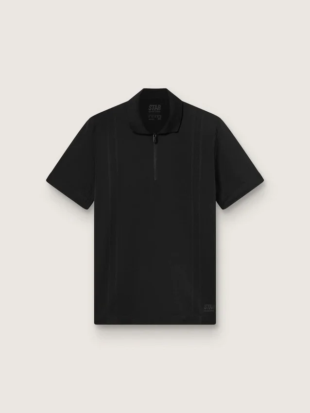 Svart sportpolo med dragkedja för herr