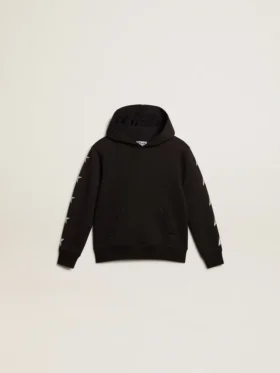 Svart sweatshirt för pojkar med kontrasterande silverfärgade stjärnor