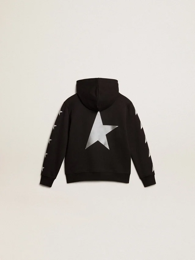 Svart sweatshirt för pojkar med kontrasterande silverfärgade stjärnor