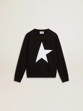 Svart sweatshirt för pojkar med vit stor stjärna på framsidan