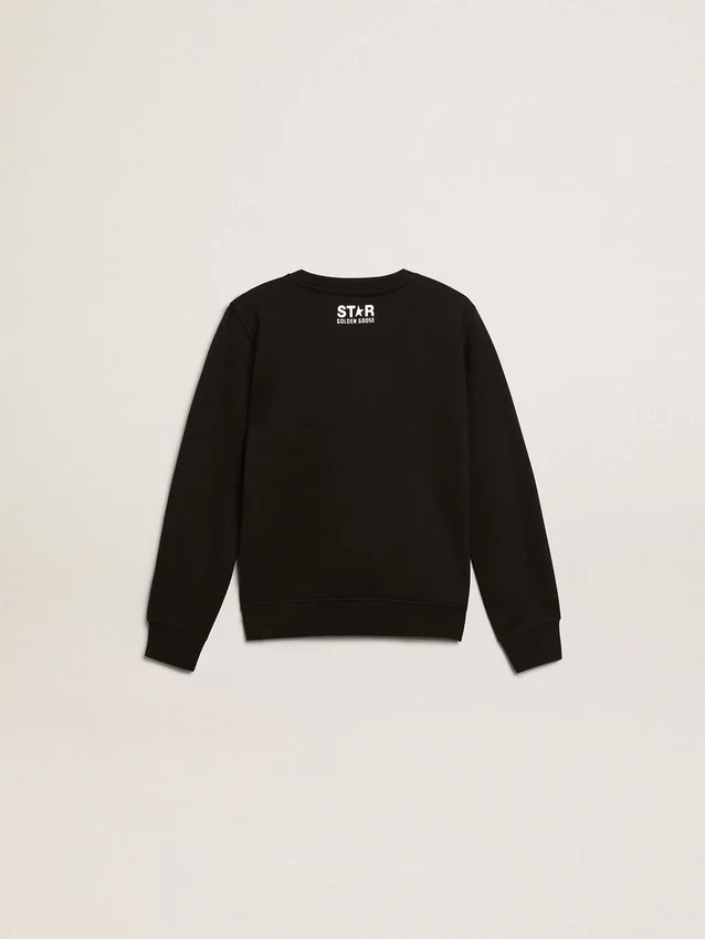 Svart sweatshirt för pojkar med vit stor stjärna på framsidan