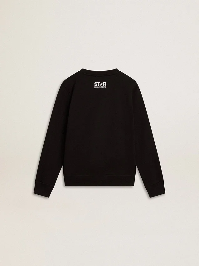 Svart sweatshirt för pojkar med vit stor stjärna på framsidan
