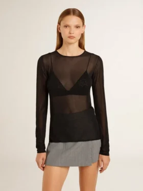 Svart T-shirt med rund hals för damer