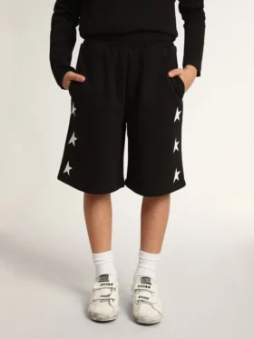 Svarta bermuda-shorts för pojkar med vita stjärnor