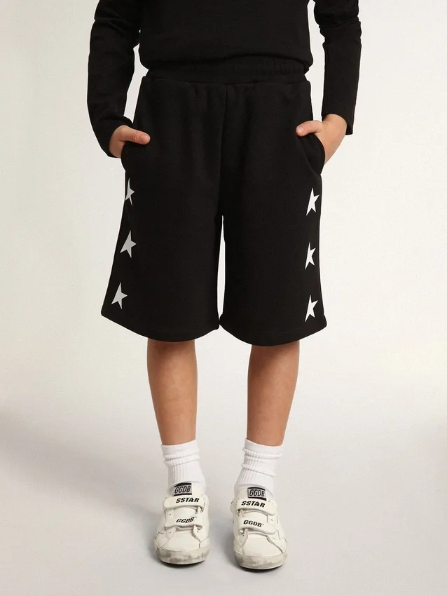 Svarta bermuda-shorts för pojkar med vita stjärnor