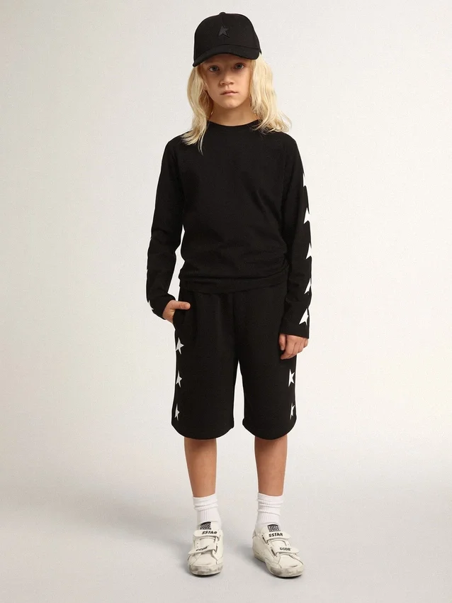Svarta bermuda-shorts för pojkar med vita stjärnor